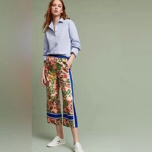 Elevenses for Anthropologie Gardener Silk Wide-Leg Pants Size L